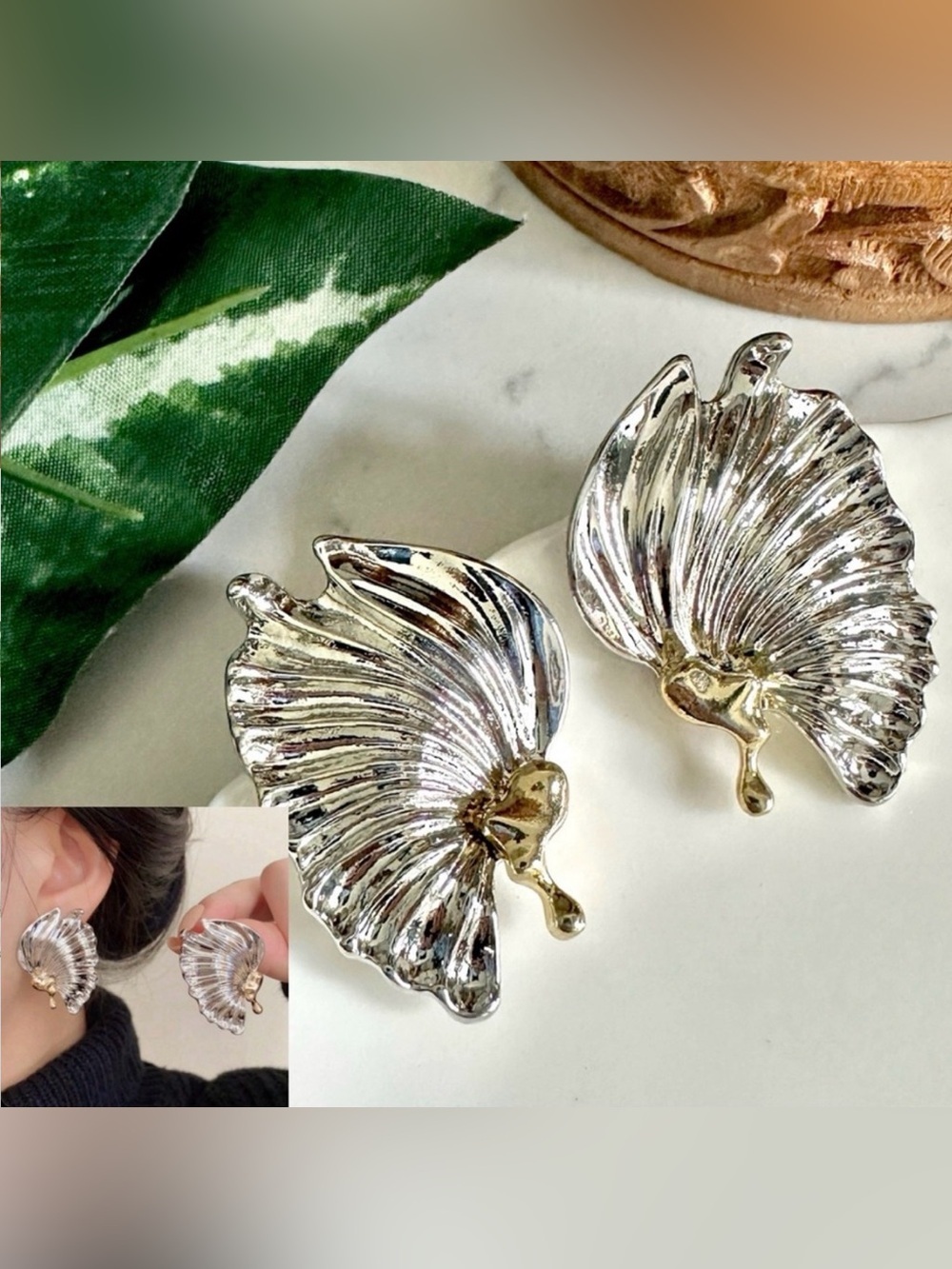 2/$30🌵 Silver Floaty Wings Earrings Gold & Silver Fairy Aesthetic Jewelry NEW